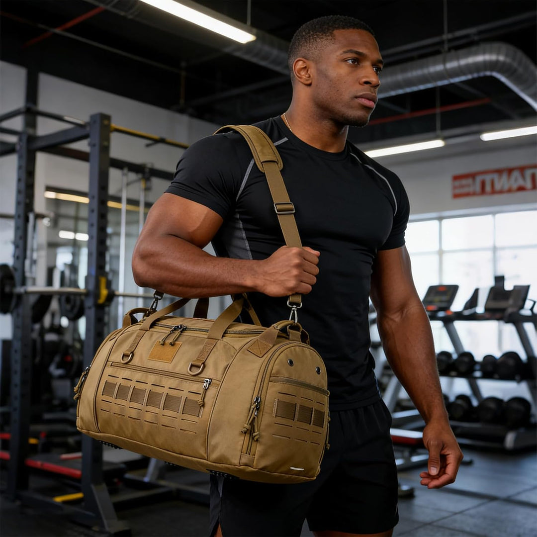 Taktische Sporttasche Herren 45L Reisetasche Mittelgross mit Schuhfach und Laptopfach Leicht Trainin