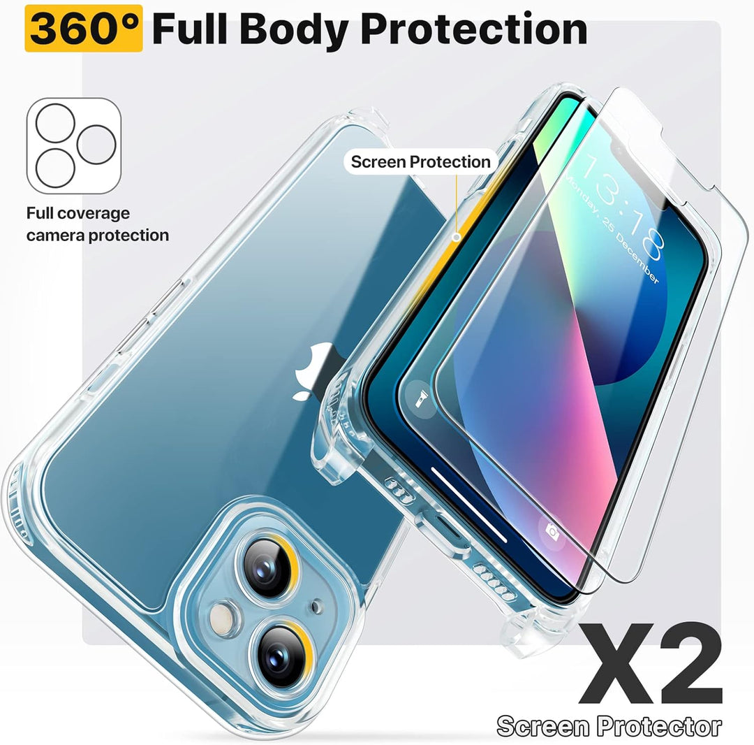 GOODVISH 3 in 1 Handykette für iPhone 13 6,1 Zoll - mit 2 Stück Schutzfolie - Necklace Hülle mit Ban