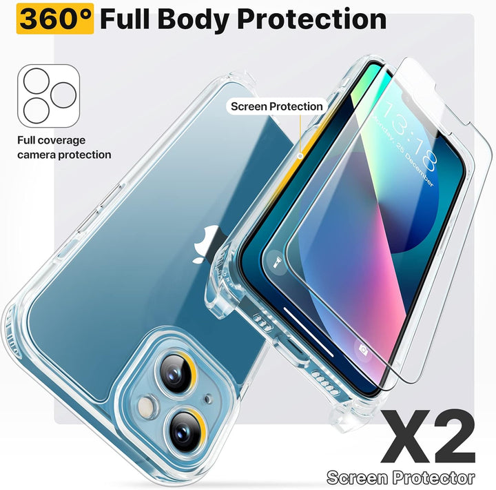 GOODVISH 3 in 1 Handykette für iPhone 13 6,1 Zoll - mit 2 Stück Schutzfolie - Necklace Hülle mit Ban
