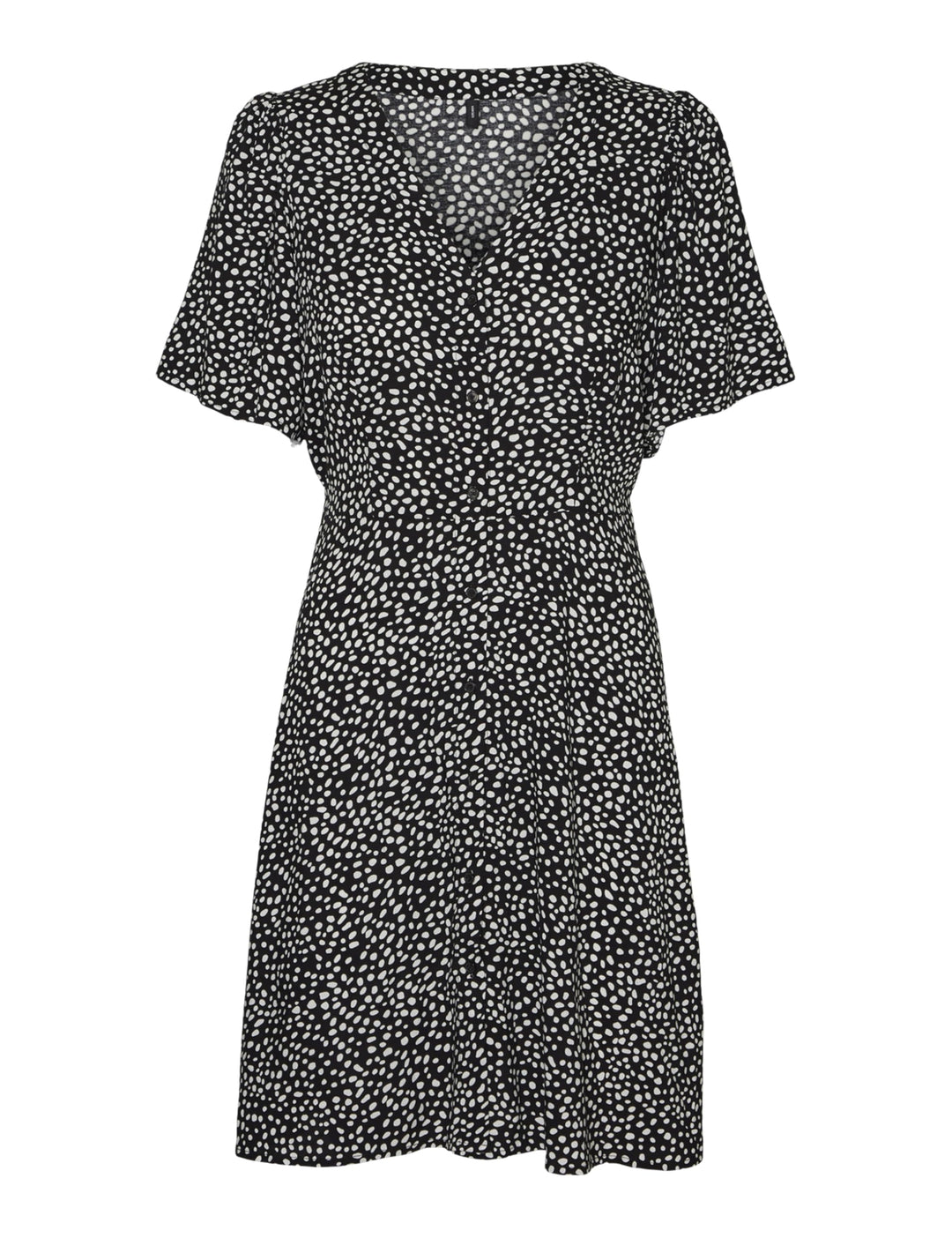 VERO MODA Damen Viskose Mini-Kleid Kurzarmkleid VMAlba M Black/Aop:joey Dot, M Black/Aop:joey Dot