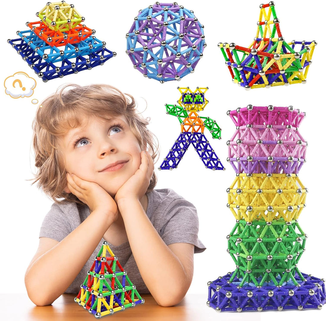 Jvchengxi 320 Stücke Magnetische Bausteine, Magnetische Stöcke Spielzeug, Magnet Lernspielzeug, 3D P