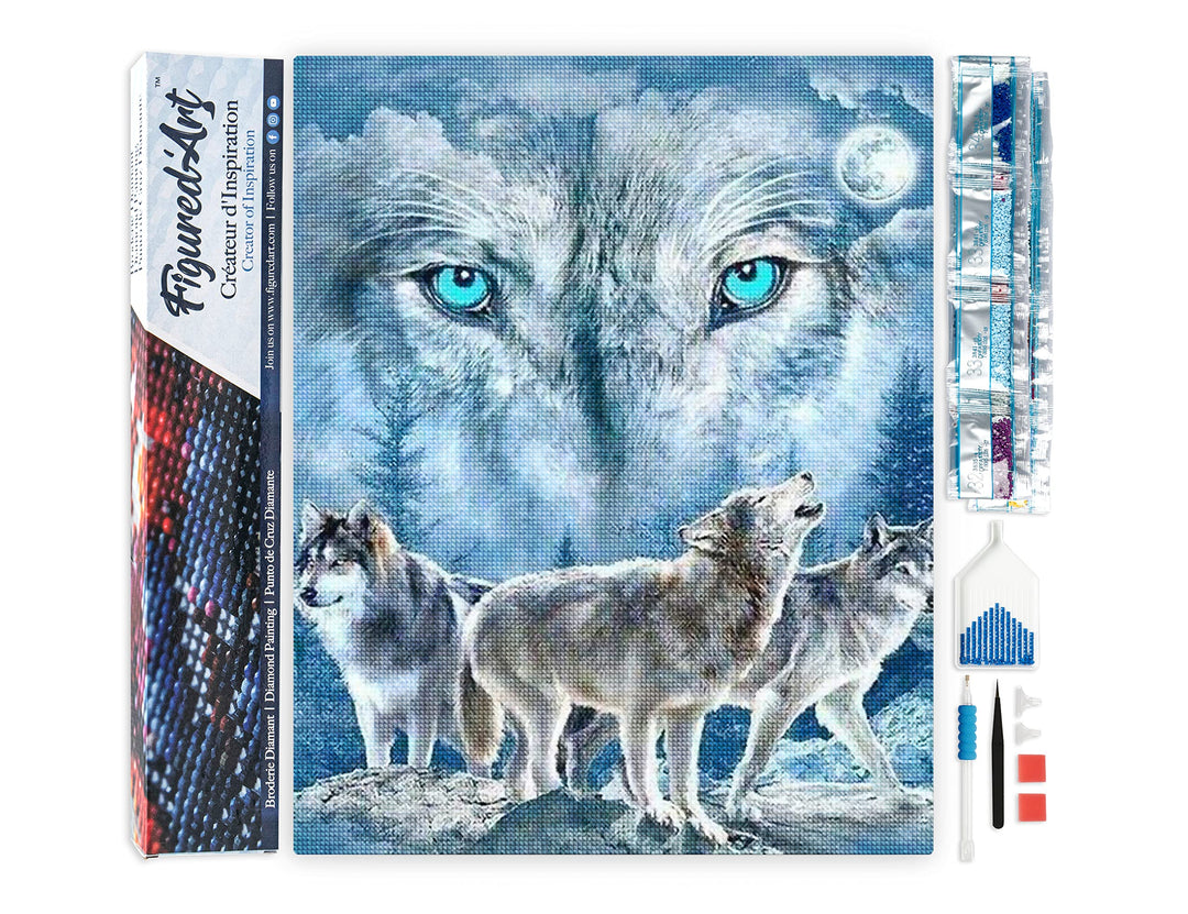Figured'Art Diamond Painting Erwachsene 40x50cm Ganze Leinwand gerollt Rudel Wölfe 5D Bilder Eckige