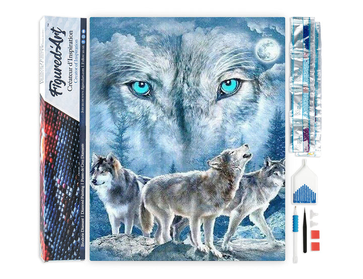 Figured'Art Diamond Painting Erwachsene 40x50cm Ganze Leinwand gerollt Rudel Wölfe 5D Bilder Eckige
