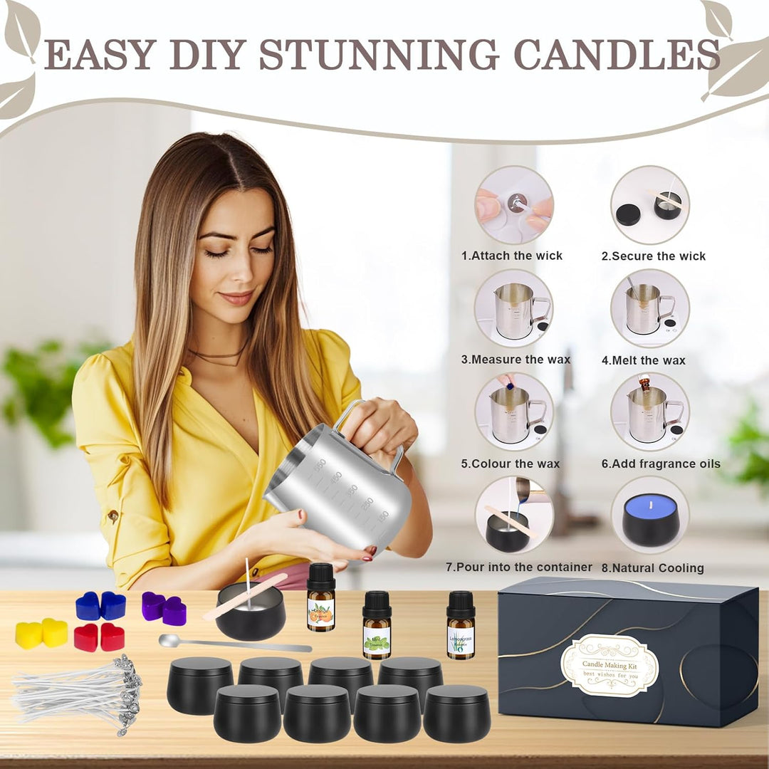 Aottom Kerzen Selber Machen Set, DIY Kerzenherstellung Zubehör Kit, 9 Duftkerzen Geschenk mit Einsch