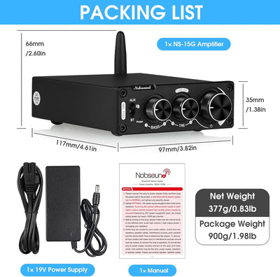 [Neu Aktualisiert] Nobsound 100W + 100W Mini Bluetooth Digital Verstärker HiFi-Stereo-Audio-2-Kanal-