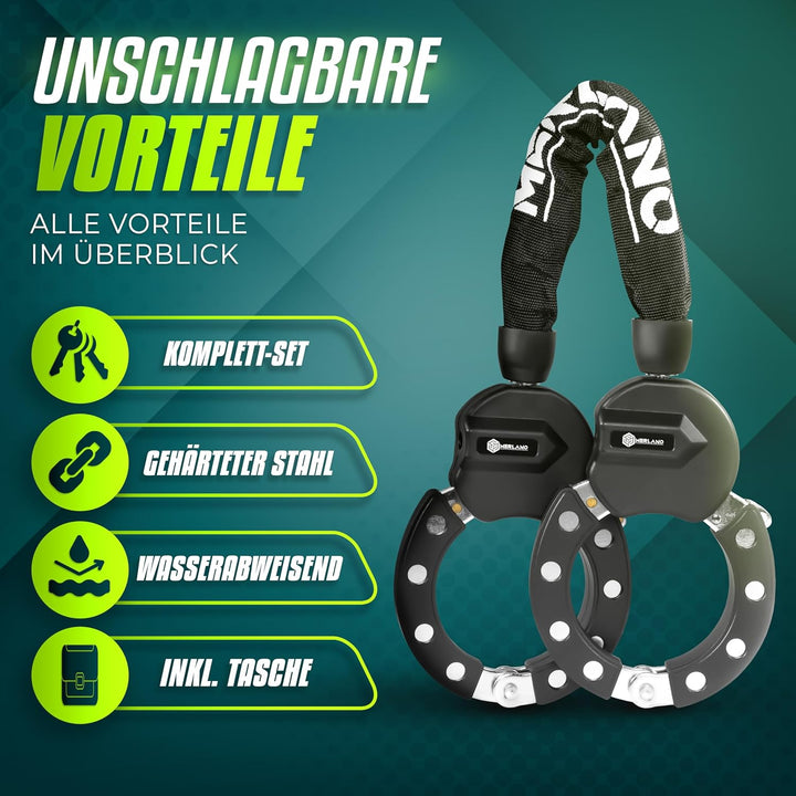 Merlano E Scooter Schloss, Handschellenschloss für E Scooter, 10mm, Diebstahlsicheres E Bike Schloss