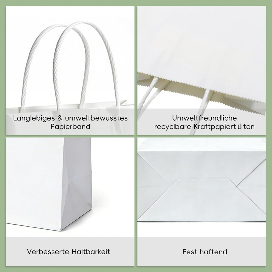 Weifeng 45 Stück Papiertüten Gross Weiss 23x12x30cm Geschenktüten Paper Bags Kraftpapier Taschen meh