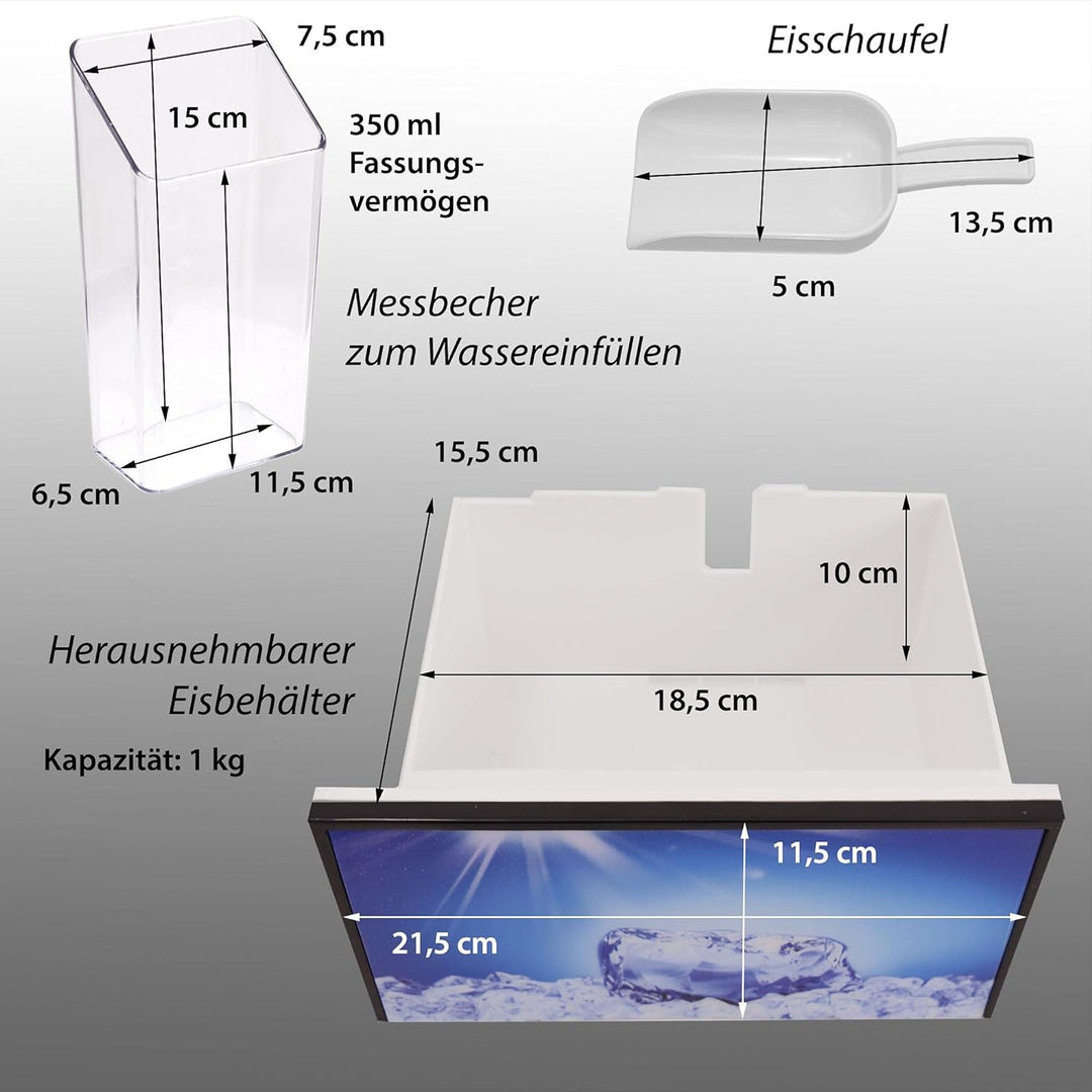 Syntrox Germany GG-185W Digitaler Edelstahl Eiswürfelbereiter max.150 Watt Eiswürfelmaschine Icemake