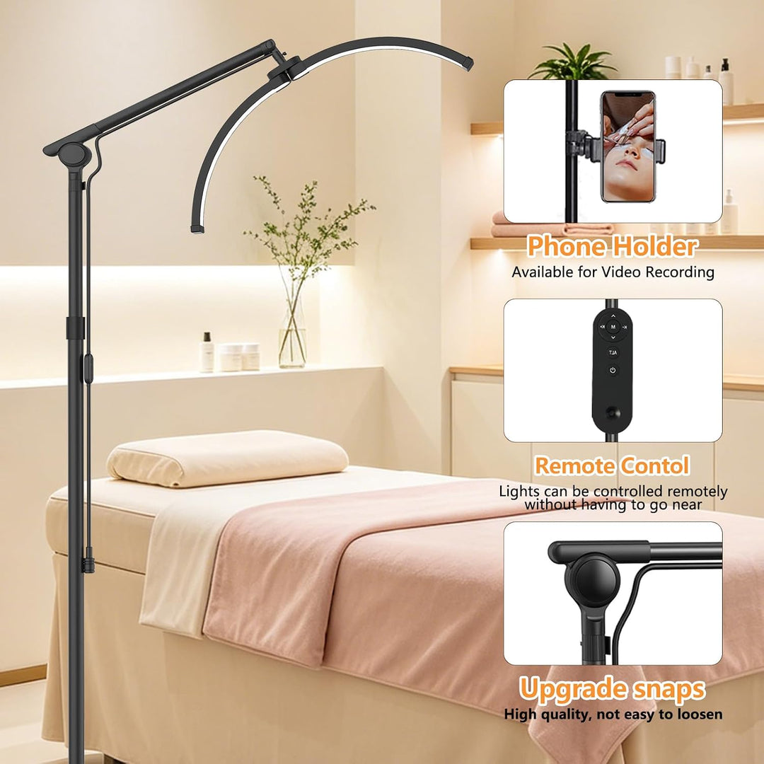 Halbmond Lampe Kosmetiklampe, 70CM Wimpern Lampe für Wimpernverlängerungen/Nägel mit Telefonhalter -