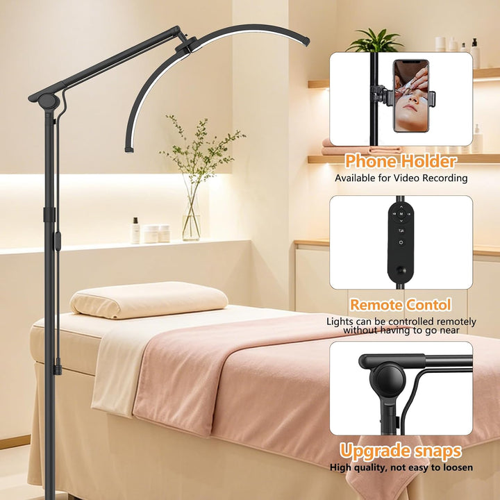 Halbmond Lampe Kosmetiklampe, 70CM Wimpern Lampe für Wimpernverlängerungen/Nägel mit Telefonhalter -