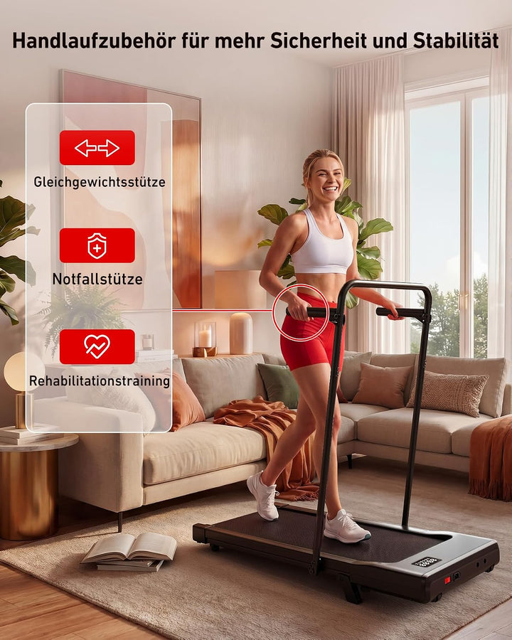 Superun Walking Pad mit Steigung 6%, Laufband mit App Erlebnis vor Ort Glänzend Schwarz 90cm, Glänze