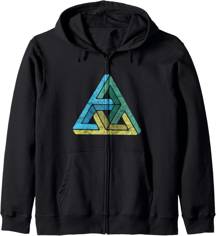 Impossible Geometry Futuristic Distressed Multi Triangles Kapuzenjacke
