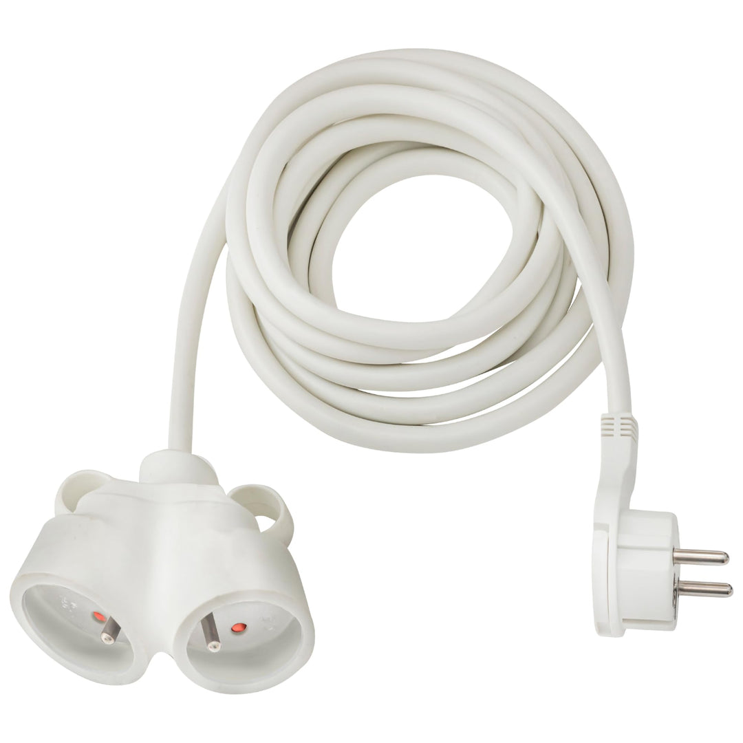 Brennenstuhl 1161821222 Verlängerungskabel, 2 m, H05VV-F 3G1,5, flach, Weiss, 2 m 2 mètres mit Doppe