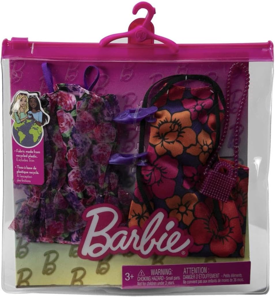Barbie Fashion Pack – HJT35 – Kleidungsset für Puppen – Minikleid mit Puppenschulter, langes Kleid,