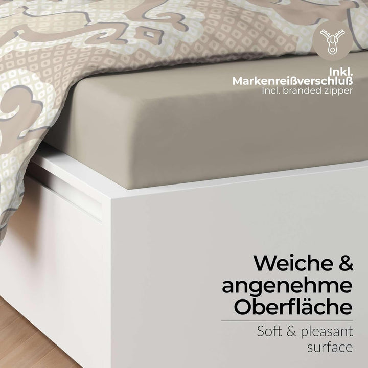 etérea Bettwäsche 155x220 Baumwolle Bettwäsche-Sets - Trisa Beige Orange - Reissverschluss, Renforcé
