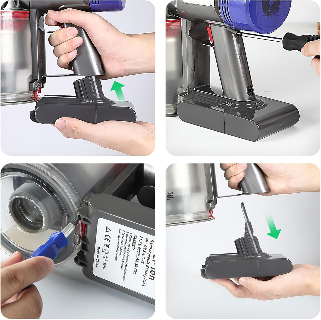 V8 Akku 21,6 V 4,0 Ah Ersatzakku für Dyson-V8 Akku Batterie Kompatibel mit DysonV8 Absolute, Animal,