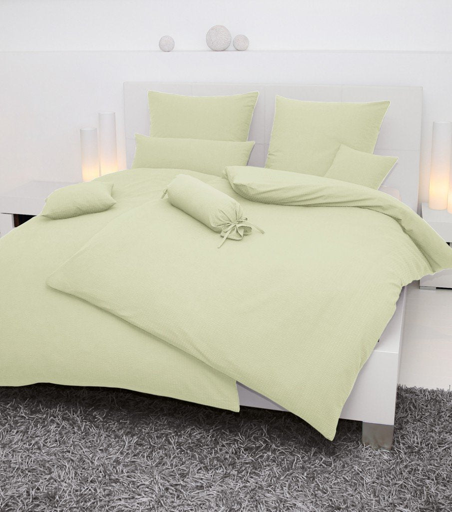 Janine Uni Mako Soft Seersucker Bettwäsche 135x200 155x200 155x220 in 22 Farben