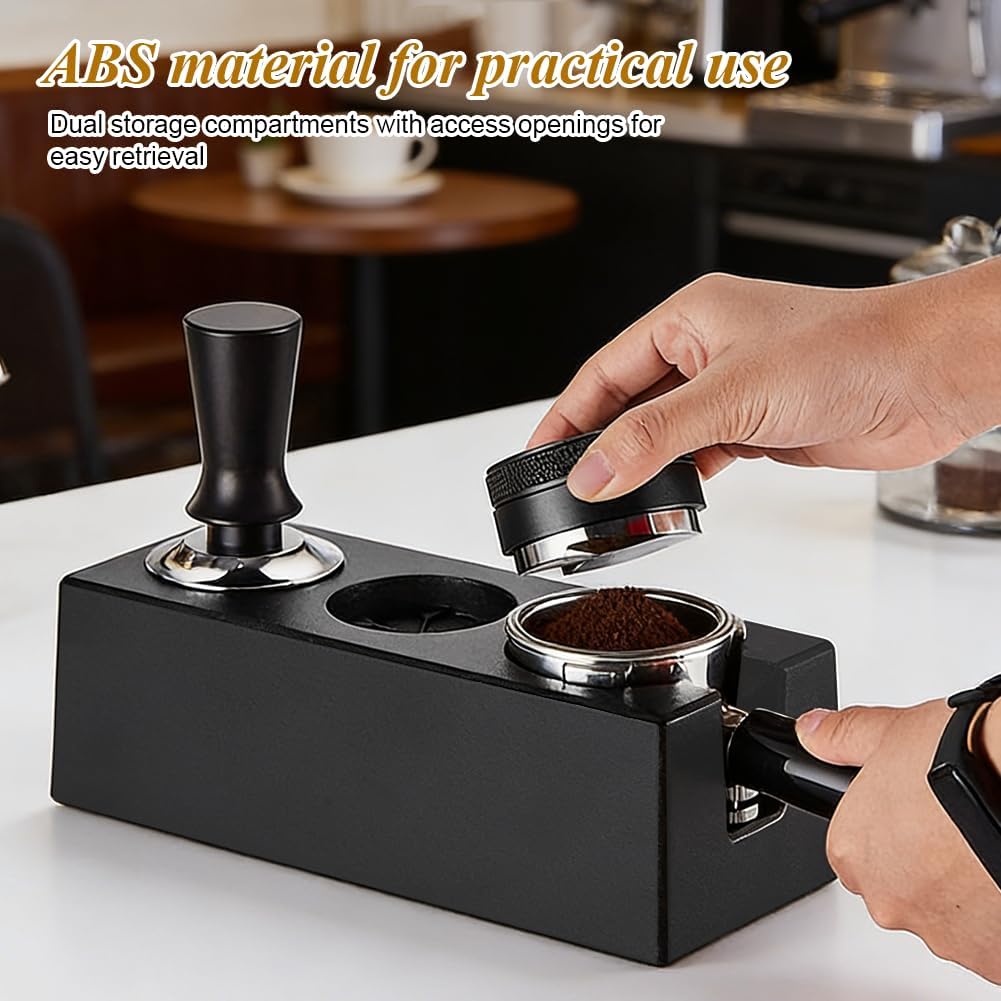 Tamperstation 51–58 mm für Siebträger, Höhenverstellbare Espresso Tamper Station aus ABS, rutschfest