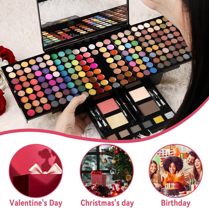 Professional Schminkkoffer Damen Mädchen,Makeup Set 190 Farben(Set B) 02, 02