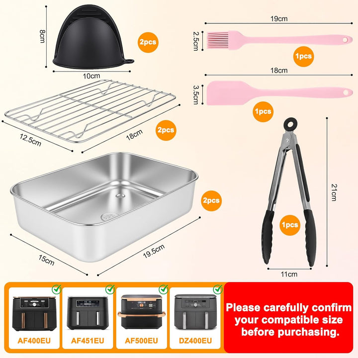 Airfryer Zubehör Set für Ninja Dual Zone & FlexDrawer – 8-tlg. Heissluftfritteuse Zubehör für AF500E