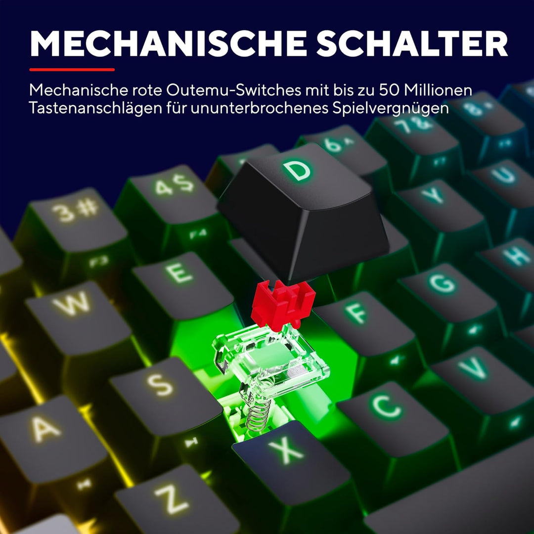 Trust Gaming GXT 867 Acira 60% Mechanische Tastatur Deutsches QWERTZ Layout, RGB Beleuchtung, Doppel