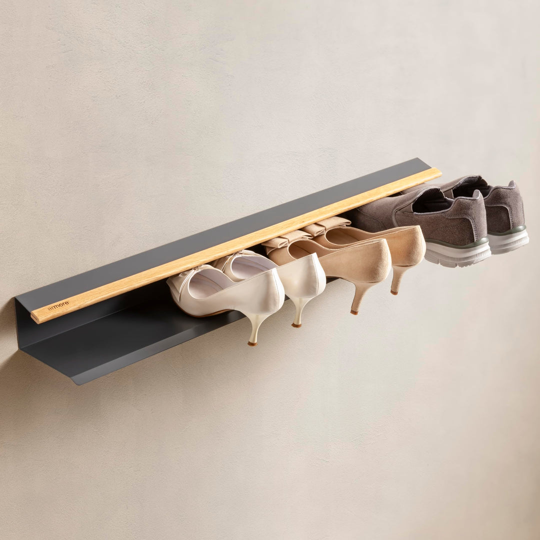 Armore Schuhregal, modern, platzsparend, schmal, zum Aufhängen an der Wand, Eingangsbereich, Metall,