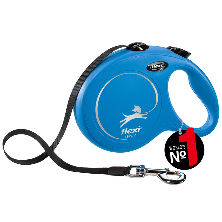 flexi® Classic L Hunde Roll-Leine, 8m Gurt, blau
