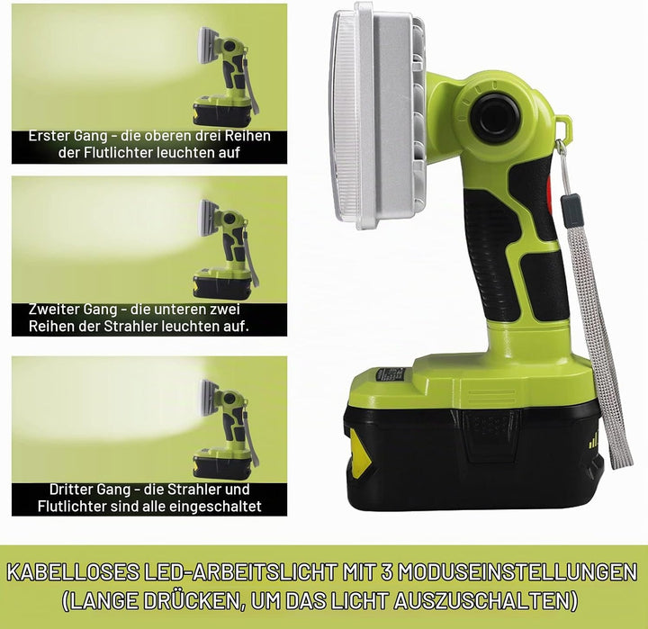 3300LM kabellose LED-Arbeitslichttaschenlampen Powered by Ryobi 18-Volt ONE + Lithium-Ionen-NiCd-NiM