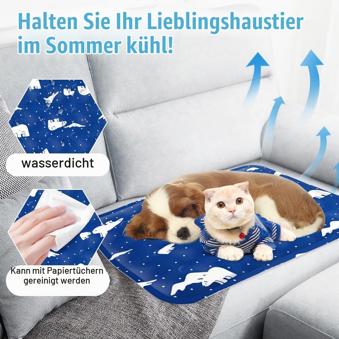 Kühlmatte Hund Katze 40×50cm,Kühldecke Hund mit Selbstkühlend Ungiftigem Gel Waschbar,Hundekühlmatte