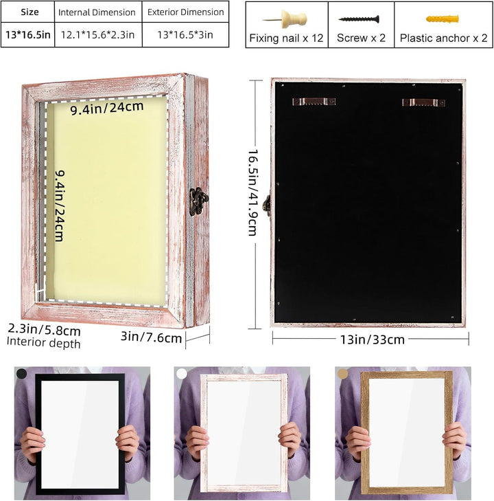 TJ.MOREE Blumen Grosse Schattenbox Vitrine Rahmen mit Glasfenstertür Bilderrahmen Hochzeitsstrauss E