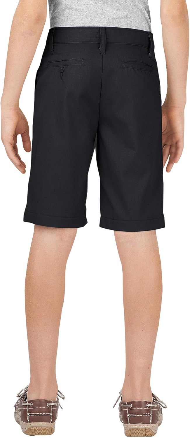 Dickies Khaki Big Boys' Slim Fit Stretch Flat Front Short, Black, 12