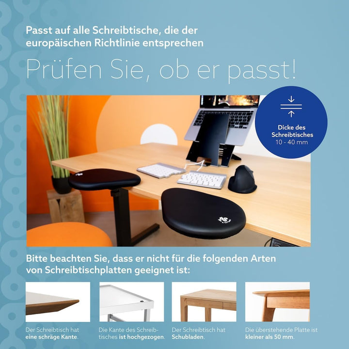 R-Go Split Armlehne für Schreibtisch, Ergonomische armstütze Verlängerung, Ellbogen- und Handgelenks