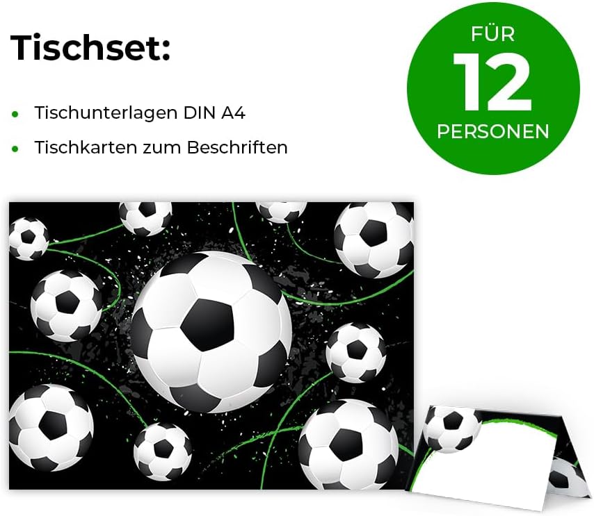Party-Set zum Geburtstag für 12 Personen - Tischkarten, Tischunterlagen, doppelseitige Girlanden und