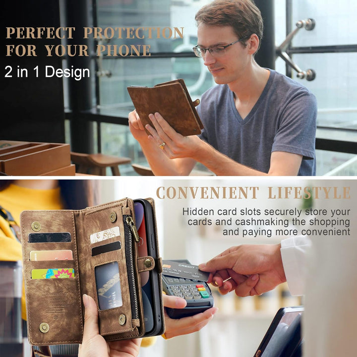 UFinetech iPhone 14 Hülle, Flip Leder TPU Stossfest Kartenfach Tasche Handyhülle iPhone 14 (6,1 Zoll