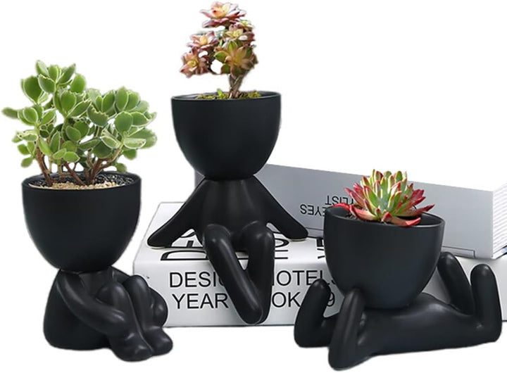 QUHUOYAO Modern Home Keramik-Figur, Blumentopf, Sukkulenten-Keramik-Übertopf für Garten, kreative Ke