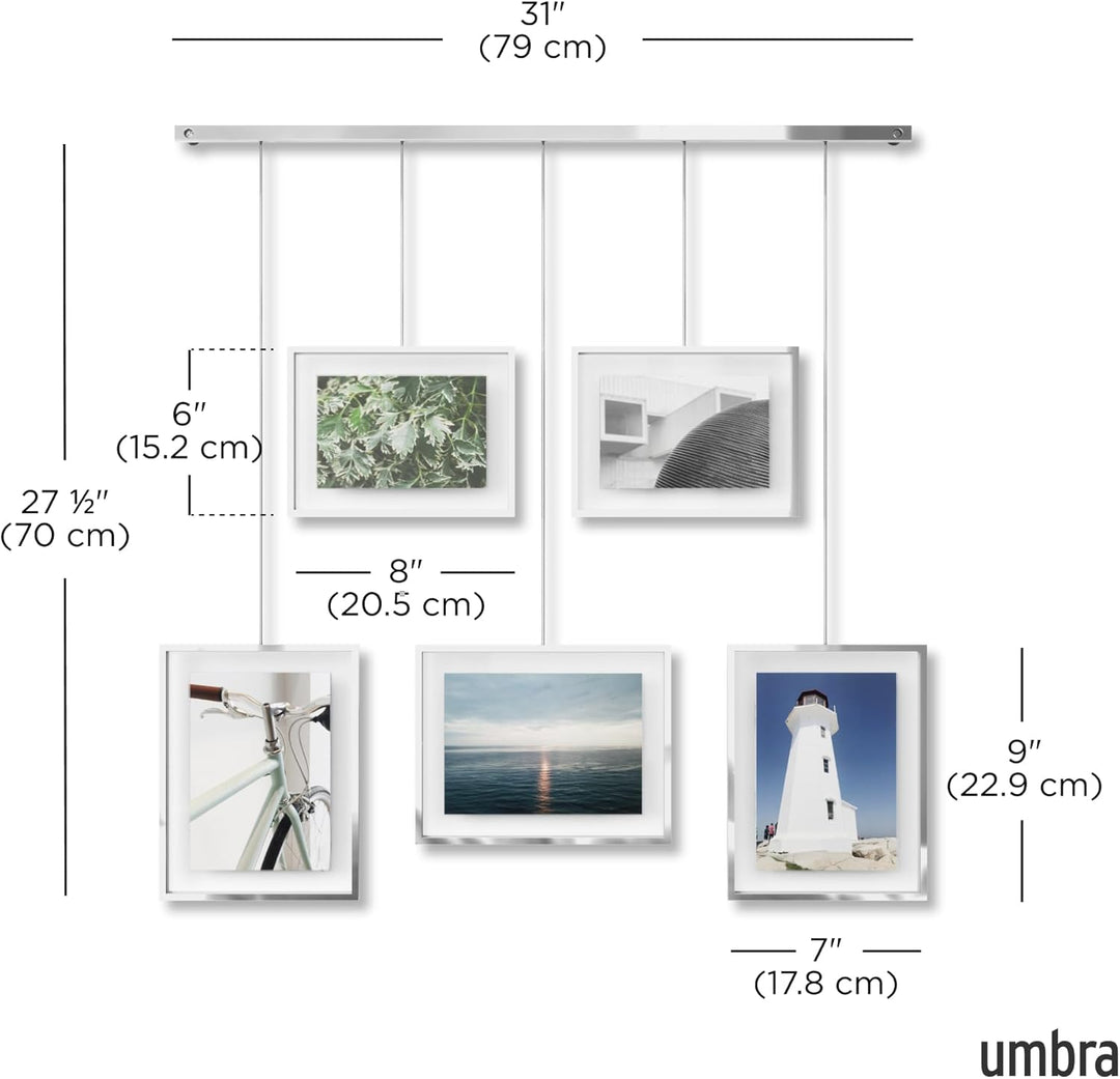 Umbra Exhibit Foto Collage Bilderrahmen – Flexibles Bilderrahmen-Set zur Horizontalen und Diagonalen