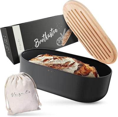 Vezato Brotbox – Nachhaltiger Brotkasten für lange Frische dank spezieller Beschichtung – Extra gros