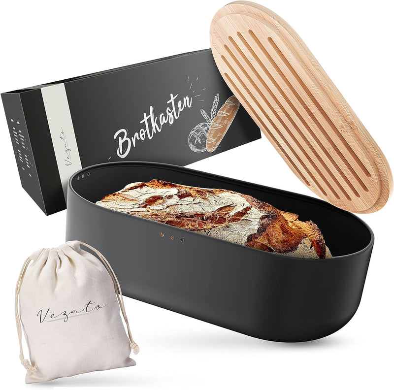 Vezato Brotbox – Nachhaltiger Brotkasten für lange Frische dank spezieller Beschichtung – Extra gros