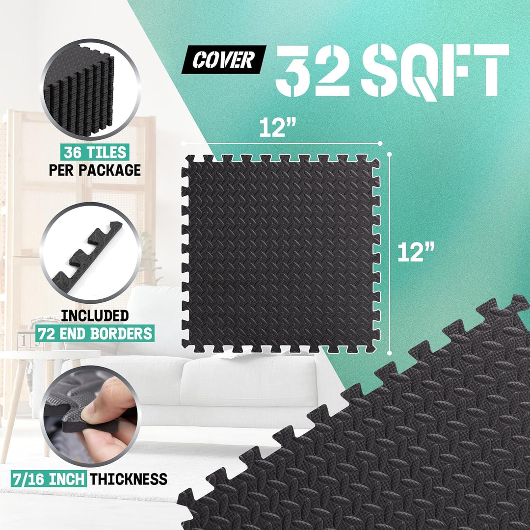 Yes4All 30x30 cm bis zu 3.3 m² Set 12/16/36 Eva Matten Schutzmatten Bodenschutz Bodenfliesen Sportma