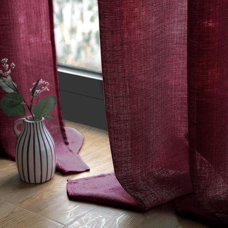 MIULEE 2er Set Voile Vorhang Sheer Leinenvorhang mit Ösen Transparente Unregelmässige Textur Gardine