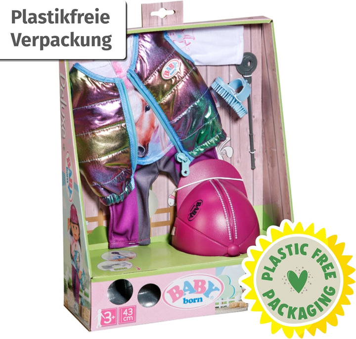 BABY born Deluxe Reiter-Outfit mit Hose, Stiefeln und Helm für 43 cm Puppen, 836194 Zapf Creation