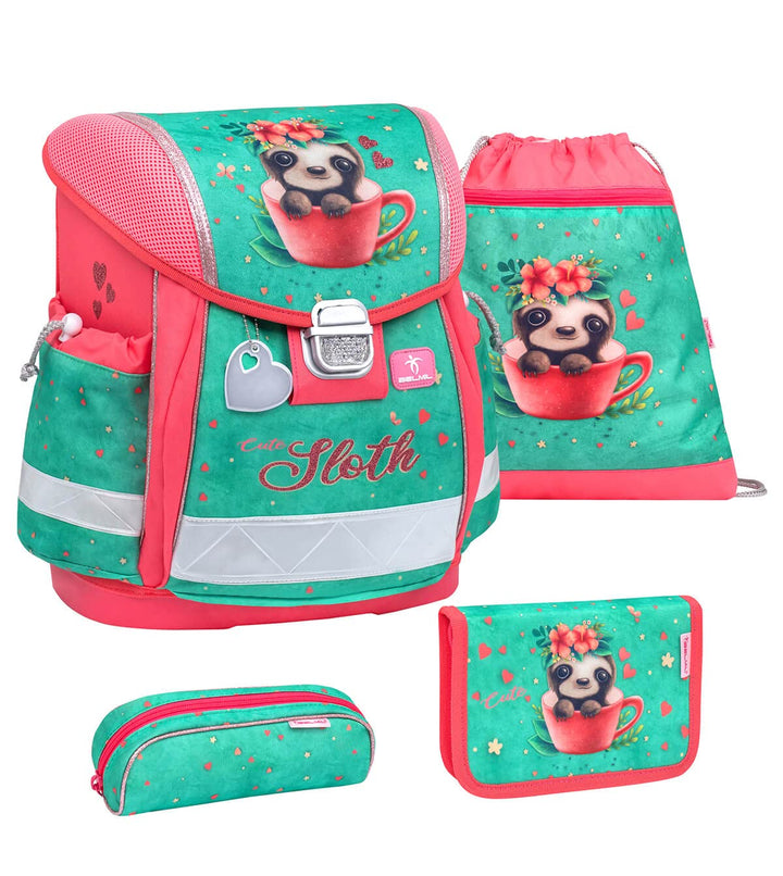 Belmil Classy Schulranzen Set 4 - teilig (403-13/AG/S) M Cute Sloth, M Cute Sloth