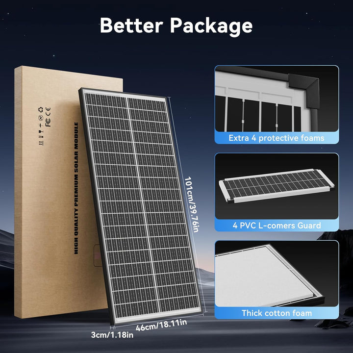 18BB 100Watt Solarpanel, N-Type 12 V 100 W Solarmodul, 25% Hocheffiziente Monokristalline PV-Module,