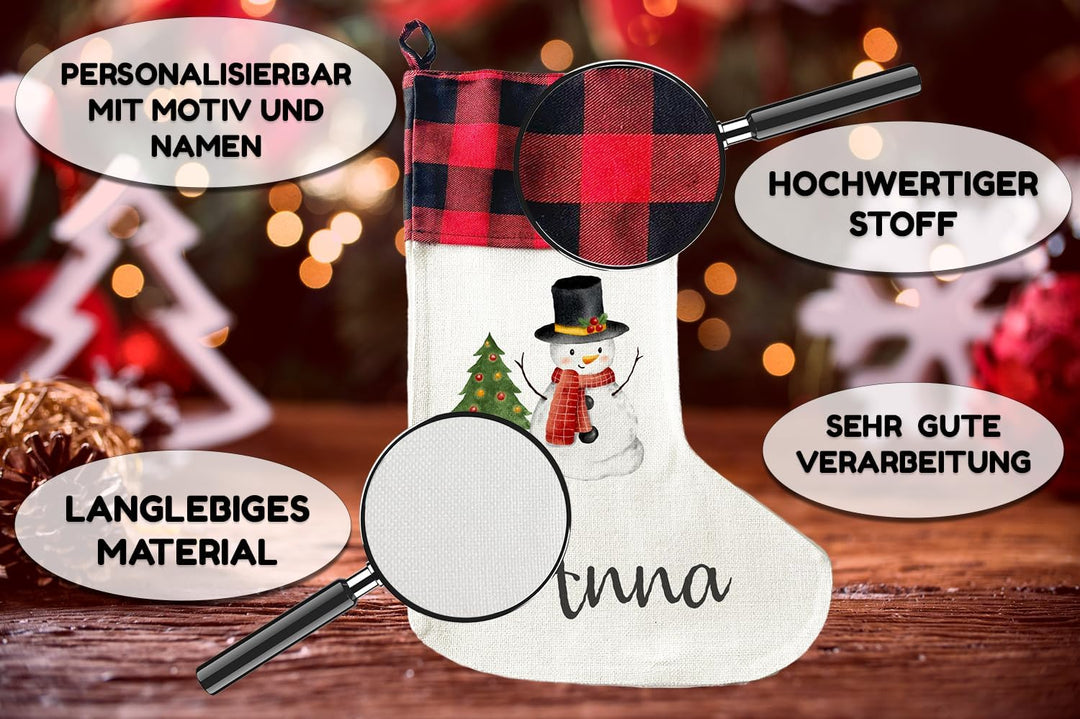 LIEBTASTISCH - Personalisierte Weihnachtssocken - 40cm x 30cm - Weihnachtsstrumpf zum Nikolaus oder