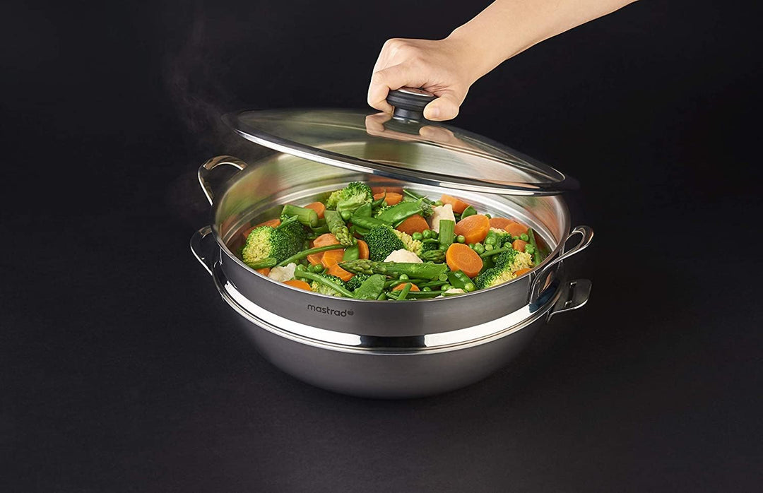 Mastrad Dampfkorb mit Deckel - Passt zum O’Wok Gourmet -Gesunder und schneller Garkorb + Deckel-32 C