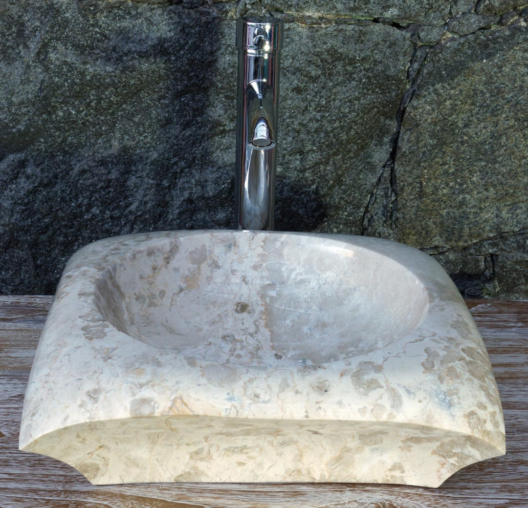 GURU SHOP Massives Marmor Aufsatz-Waschbecken, Waschschale, Naturstein Handwaschbecken - 40x40 cm Mo