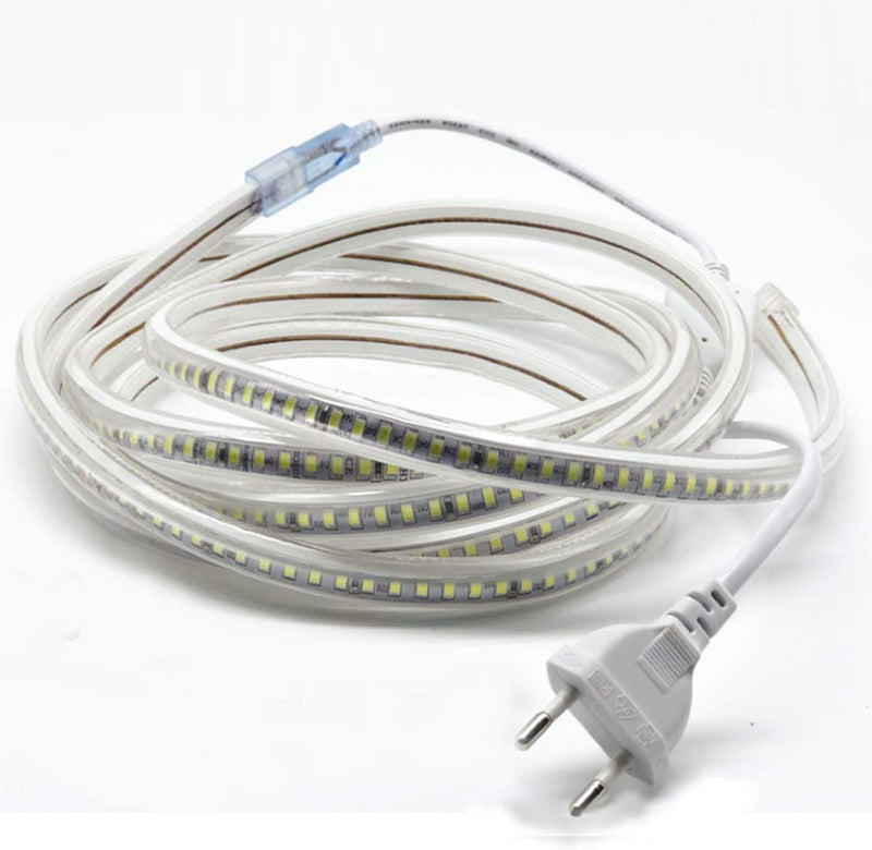 FOLGEMIR 10m Kalt Weiss LED Band, 2835 SMD 144 Leds/m Lichtleiste, 220V 230V Strip, sehr helle Beleu