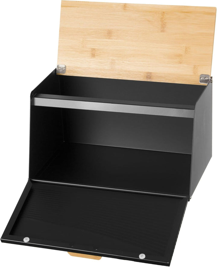 Brotkästen mit Deckel,Brotaufbewahrungsbox, Schneidebrett aus Bambus, Brotkasten aus Metall, Brot un