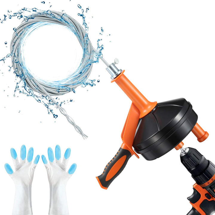 Breezz Abflussschnecke, Verstopfungsentferner mit Bohrer-Adapter, 7,6 m, robust, flexibel, zur Verwe
