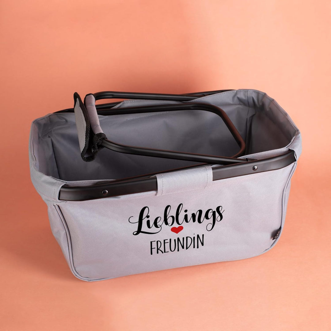 Herz & Heim® Einkaufskorb personalisiert/faltbar/modernes Design/Geschenk-Idee für Jedermann (Liebli